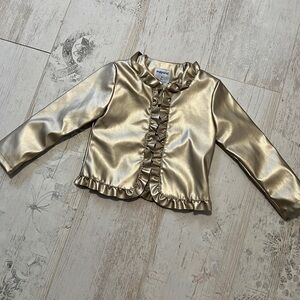 Mayoral Girls Gold Metallic Zip Ruffled Jacket Spain Size 3 NWOT